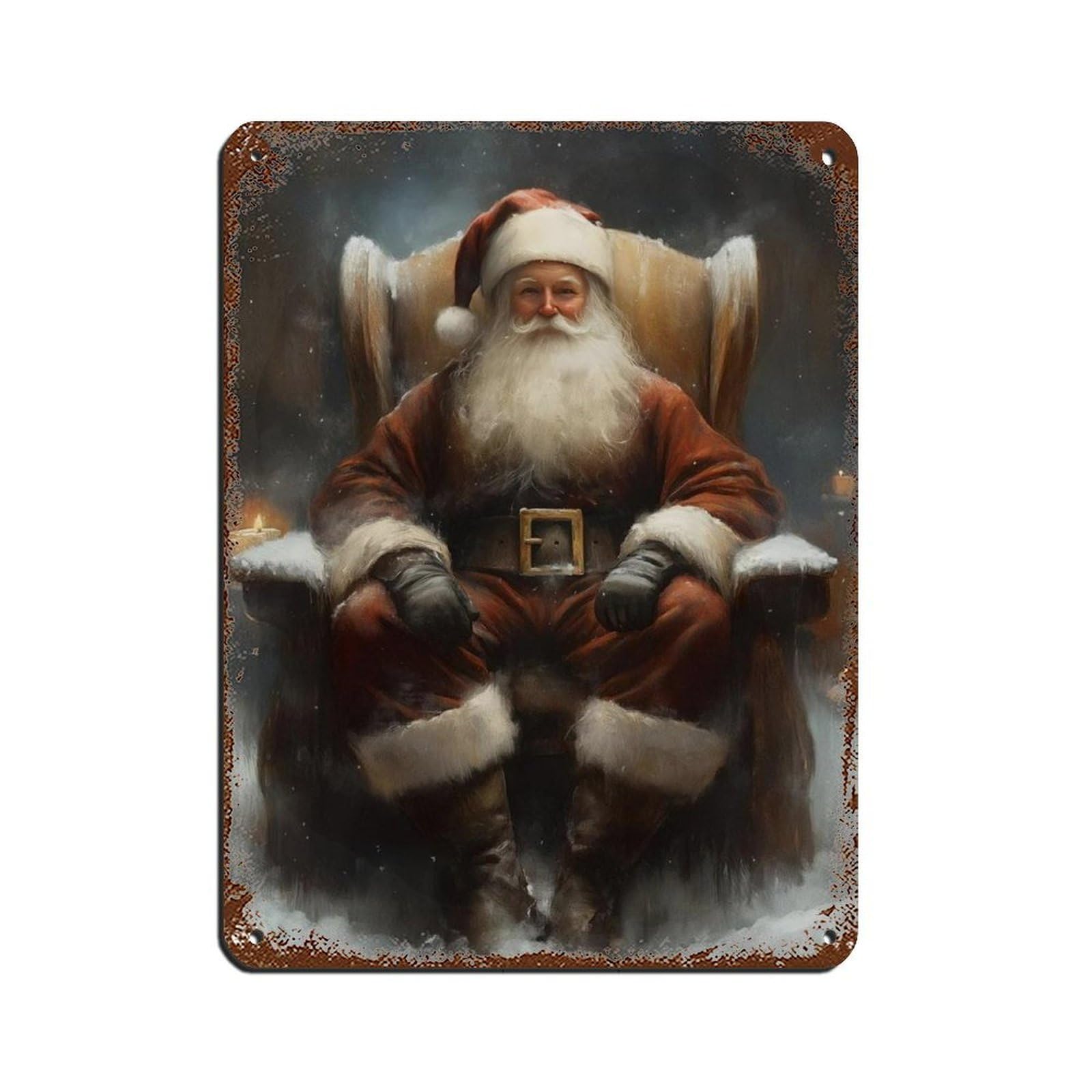 Santa Claus Dark Academia, Vintage Christmas Art Retro Poster Metal Tin Sign Chic Art Retro Iron Painting Bar People Cave Cafe Family Garage Poster Wall Decoration 12x16inch(30x40cm)