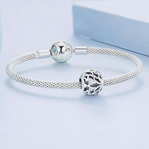 Miniatura 7 de Abalorio de loto de plata de ley 925 para collar de pulsera Pandora, Zirconia cúbica, Circonita Cúbica Sintética