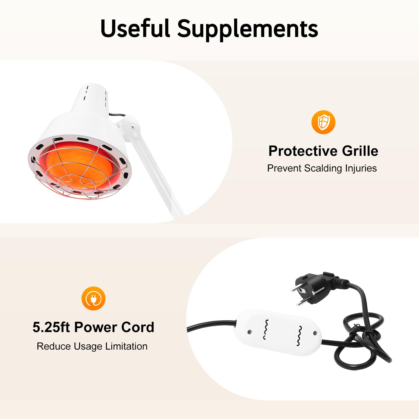 Lámpara infrarroja de 275 W, lámpara de calor, luz roja, lámpara infrarroja, con clip, alivio del dolor, fisioterapia, salud
