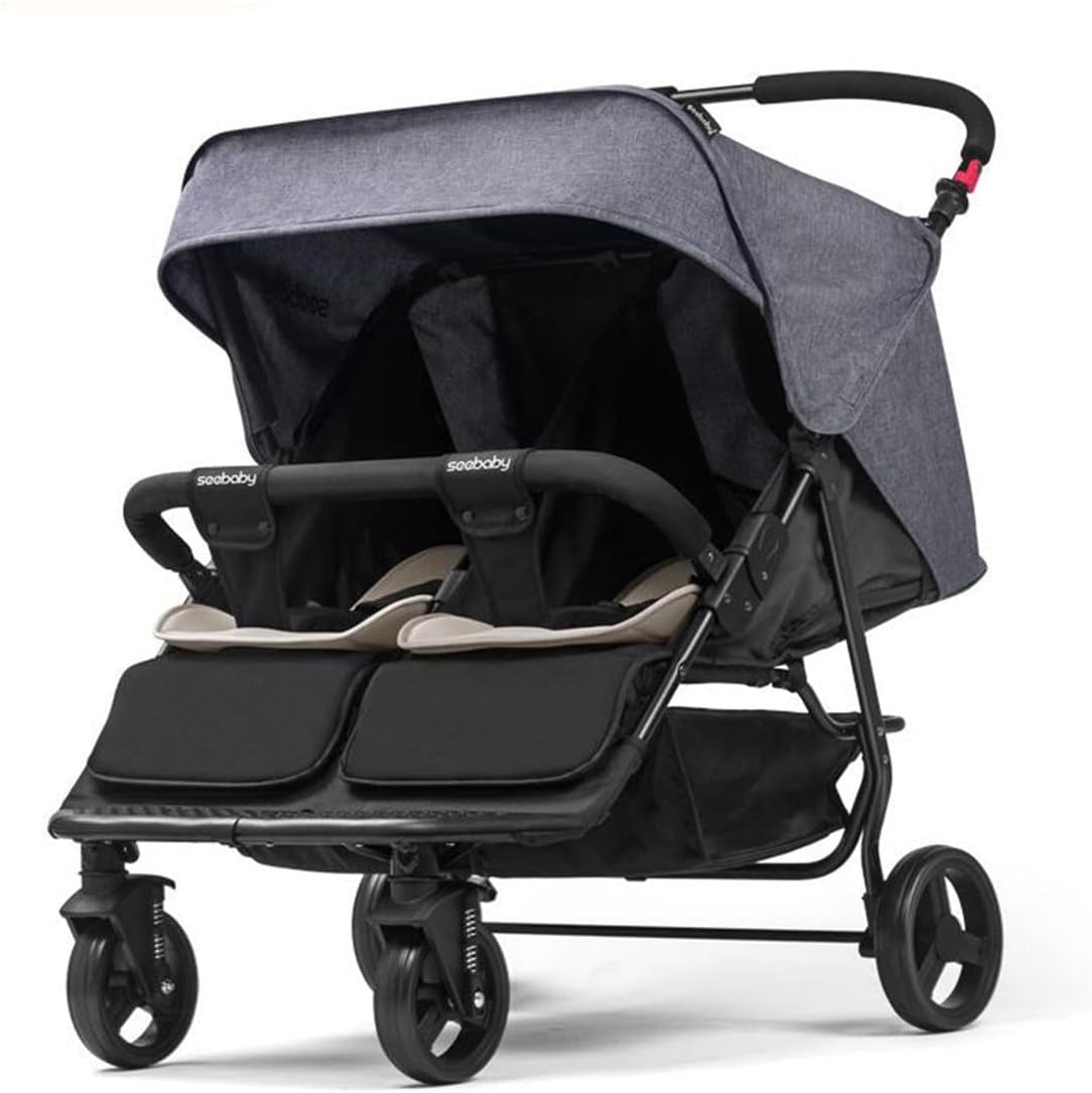 YDFXWXZ One-Hand Fold Double Stroller,Compact Lightweight Toddlers Twin Pushchair,Safety Comfortable Adjustable Backrest Foot Holder Canopy,Suitable for Travel,Airplane,Car