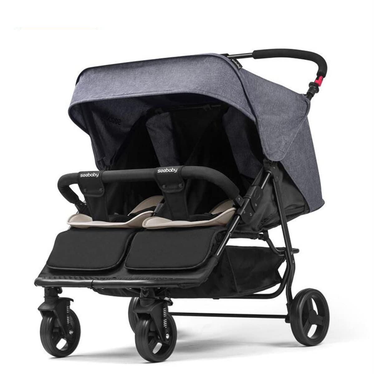 YDFXWXZ One-Hand Fold Double Stroller,Compact Lightweight Toddlers Twin Pushchair,Safety Comfortable Adjustable Backrest Foot Holder Canopy,Suitable for Travel,Airplane,Car