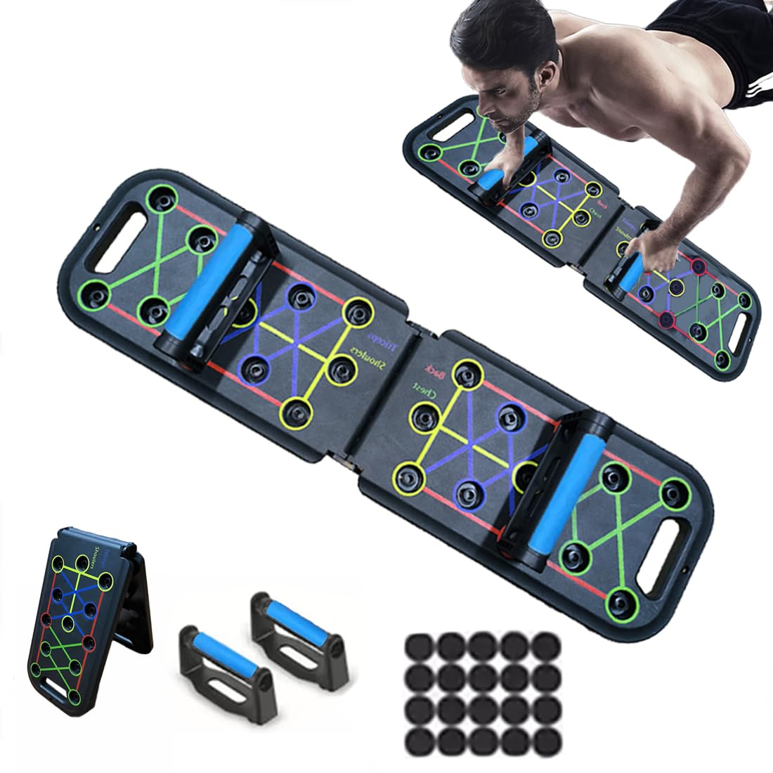 12-In-1 Push Up Board,Portable Pushup Bars for Men, Muscle Max Press Up Boards,Foldable Gym Home Exercise Board,Multi-function Push-Up Stand,Home Workout Equipment with Resistance Bands