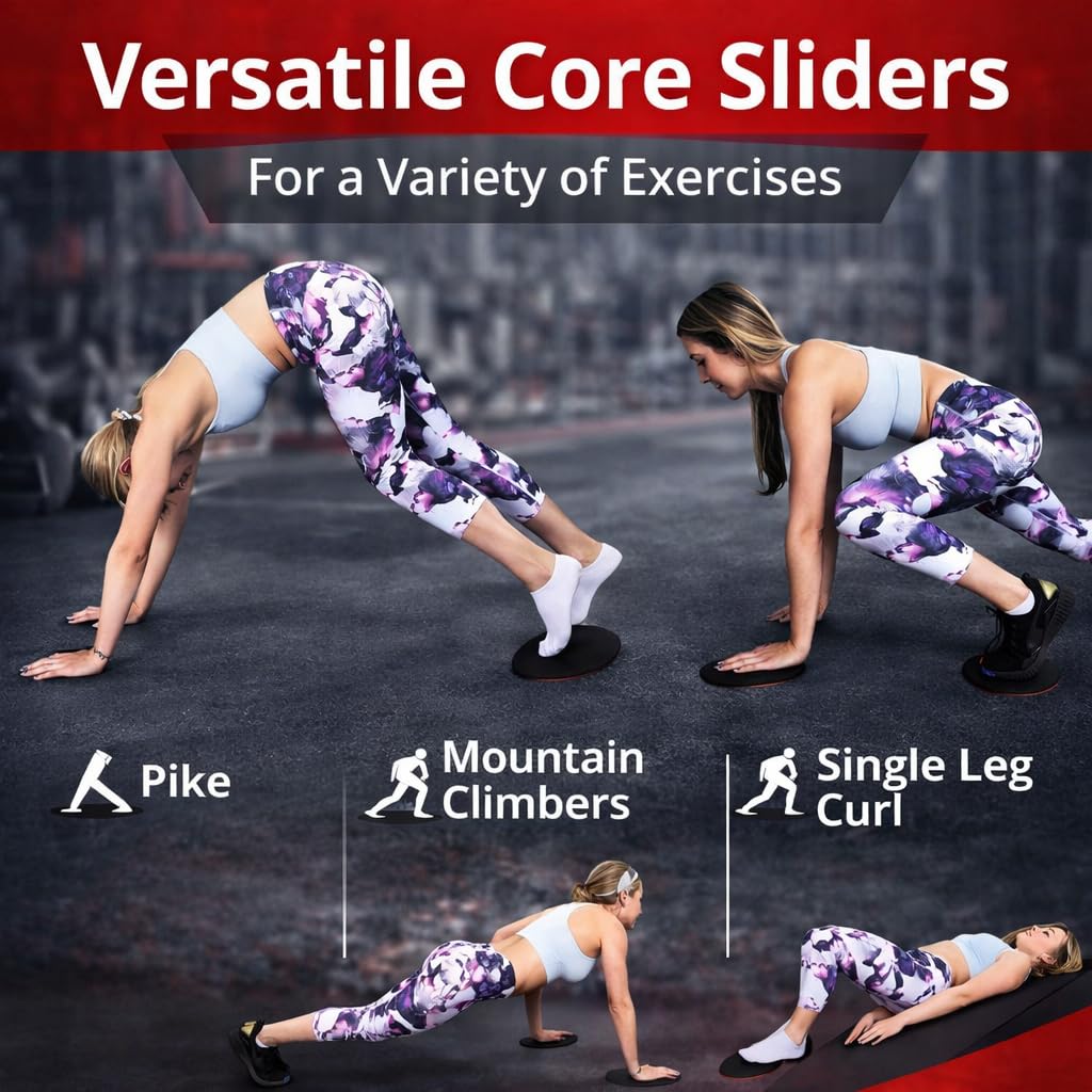 FLEXI MUSCLES Core Sliders Discos deslizantes de doble cara para uso en alfombras o suelos de madera dura. Equipo de fitness ideal para entrenamiento abdominal y piernas., Verde