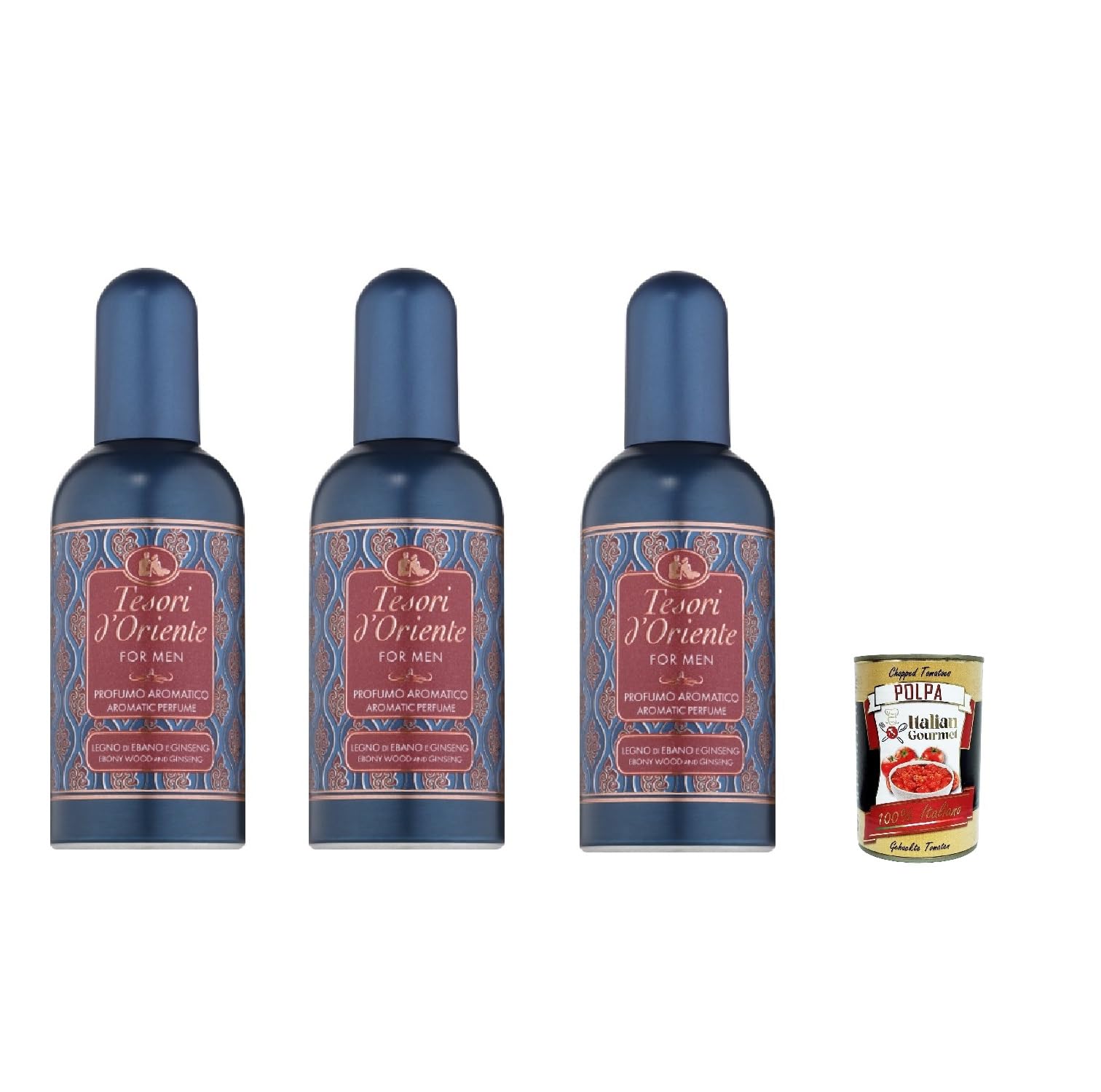 Tesori D'oriente Ebano e Ginseng 100ml, frischer und holzig-aromatischer Duft 3x100ml + Italian Gourmet polpa 400gr