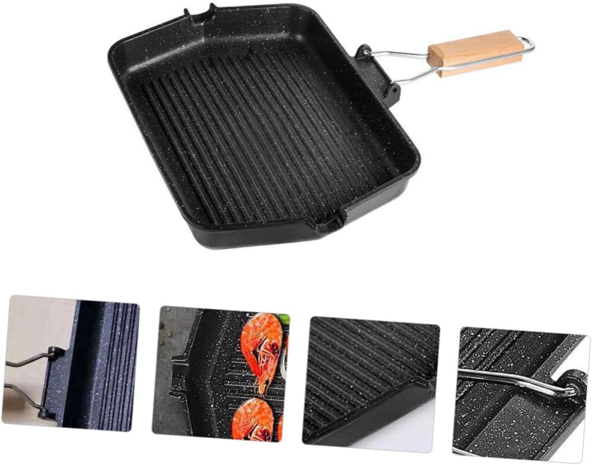 Non-stick Square Barbecue Grill Pan Household Smokeless Baking Tray Maifan Stone Coating for Induction Cooktop Steak and Fish Grilling Cookware