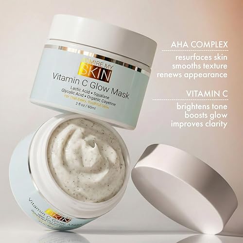 Miniatura 2 de Mascarilla de vitamina C para la cara – Mascarillas iluminadoras para el cuidado de la piel contiene ácido glicólico y ácido láctico + aceite de