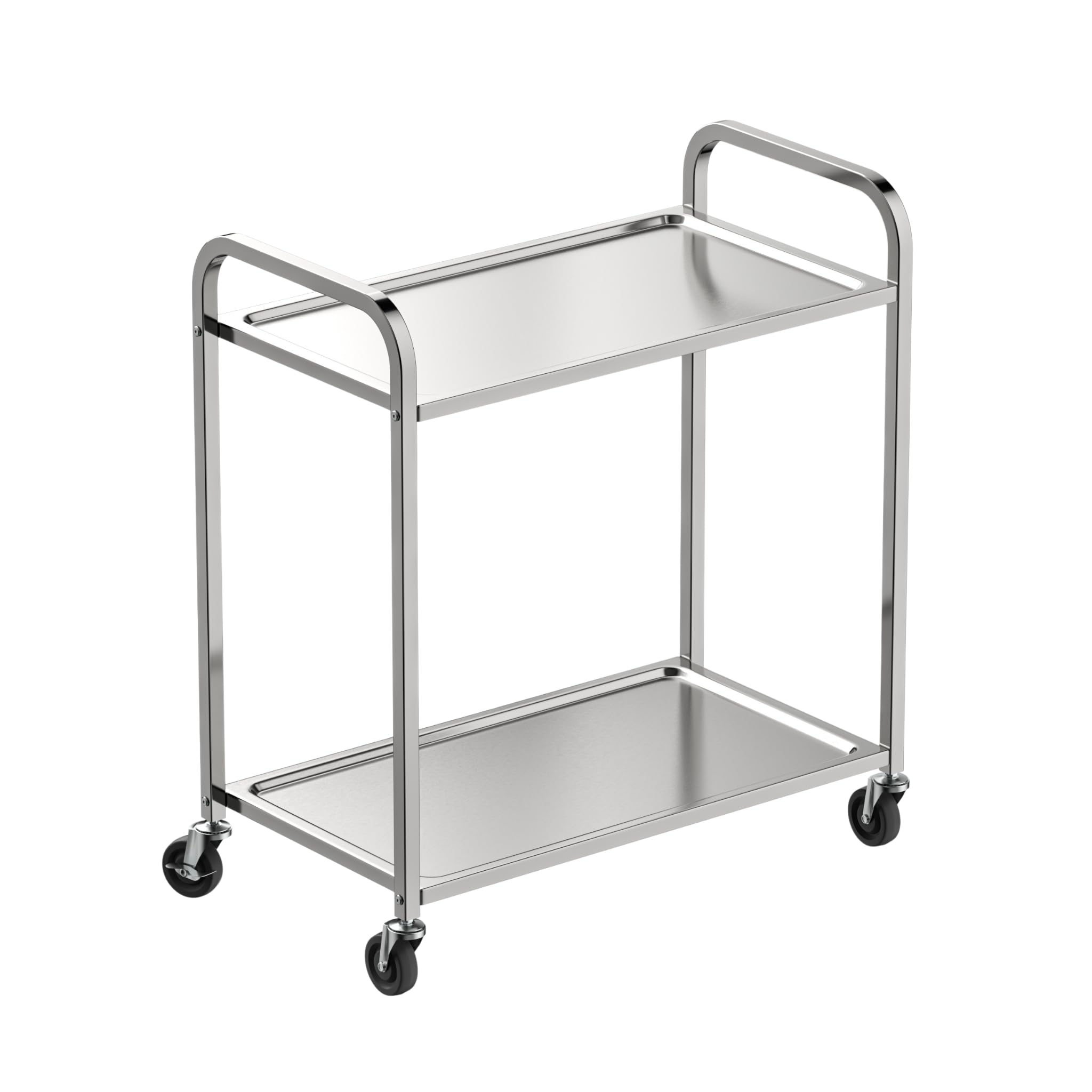 Carro de Servicio de Acero Inoxidable 2 y 3 Estantes 750x400x835 mm – Capacidad hasta 500 kg – Carrito Profesional para Hostelería, Cocina, Restaurante o Comedor (2 Estantes)