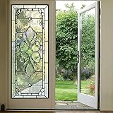 Flortlias Glass-Like Door Cover Sticker Art Deco Retro Peel and Stick Wallpaper for Interior Doors, Closet Decorative, Retro Iris
