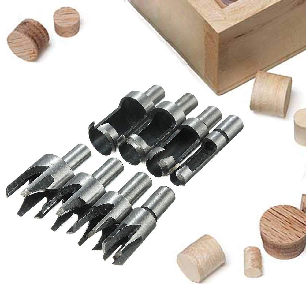 Yakamoz 8 Pieces HSS Taper Claw Type Wood Plug Cutter Drill Bits 5/8" 1/2" 3/8" 1/4"