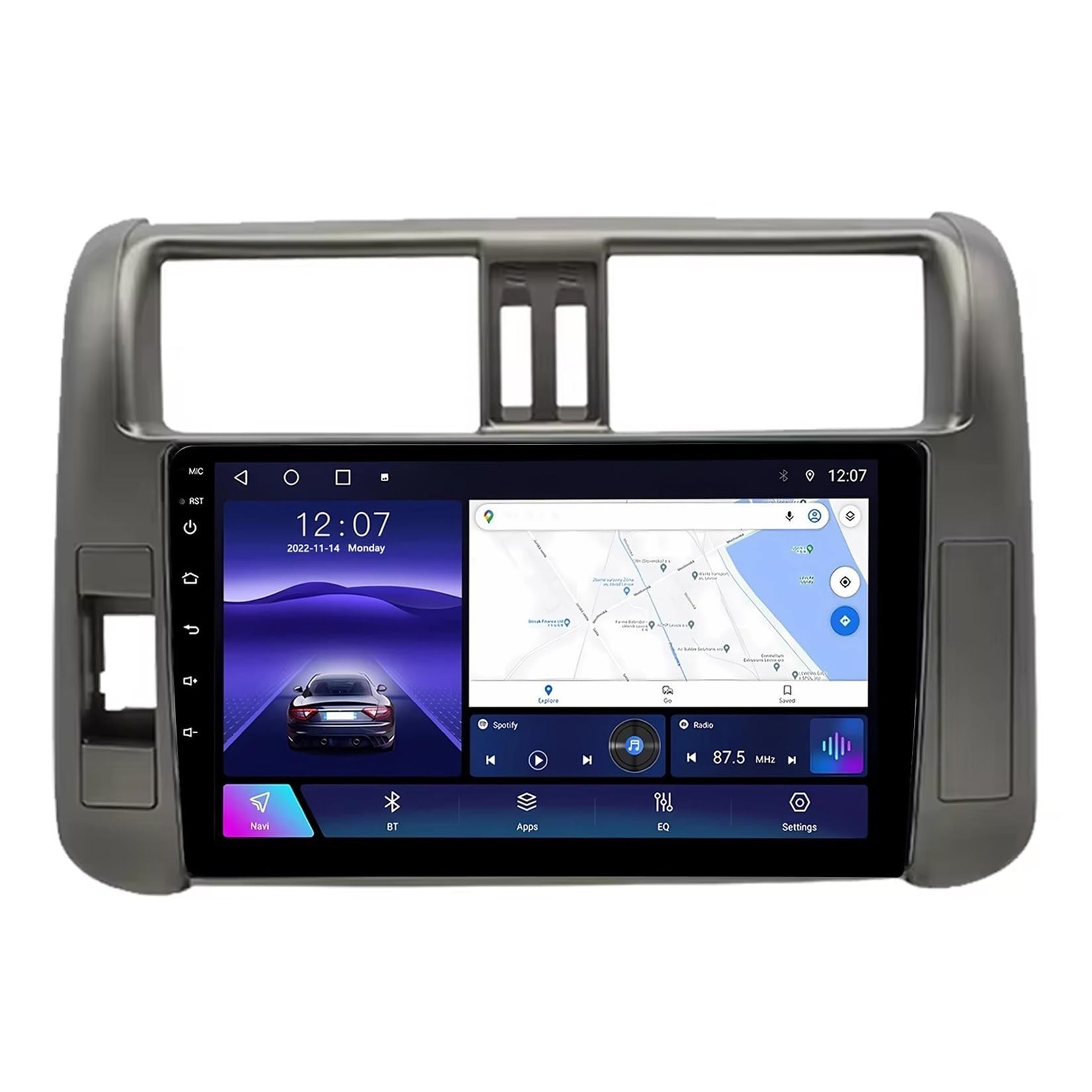 9 Pulgadas Doble DIN Android 15 Radio de Coche para Toyota Land Cruiser Prado 150 2009-2013 con CarPlay Cámara de Respaldo Controles del Volante GPS Navi Enlace al Espejo(H6 6G+128G)