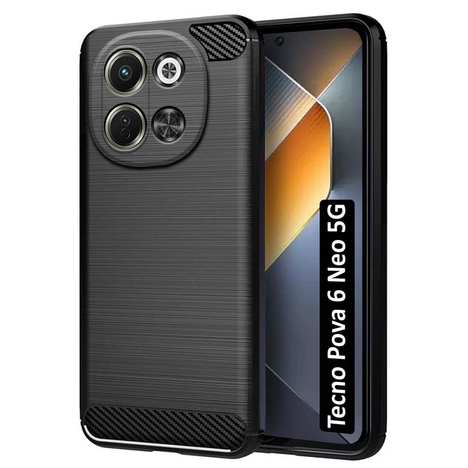 Fashionury Back Cover for Tecno Pova 6 Neo 5G | Anti-Slip Grip | Hybrid Protection Shockproof | Rubber TPU Stylish Back Case for Tecno Pova 6 Neo 5G (Black) (B0DHRPG3V8) Amazon Price History, Amazon Price Tracker