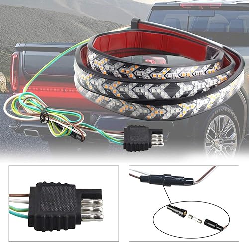 Miniatura 3 de Arrow - Tira de luz para puerta trasera de camión de 60 pulgadas, 528 LED, luz estroboscópica de freno rojo secuencial ámbar