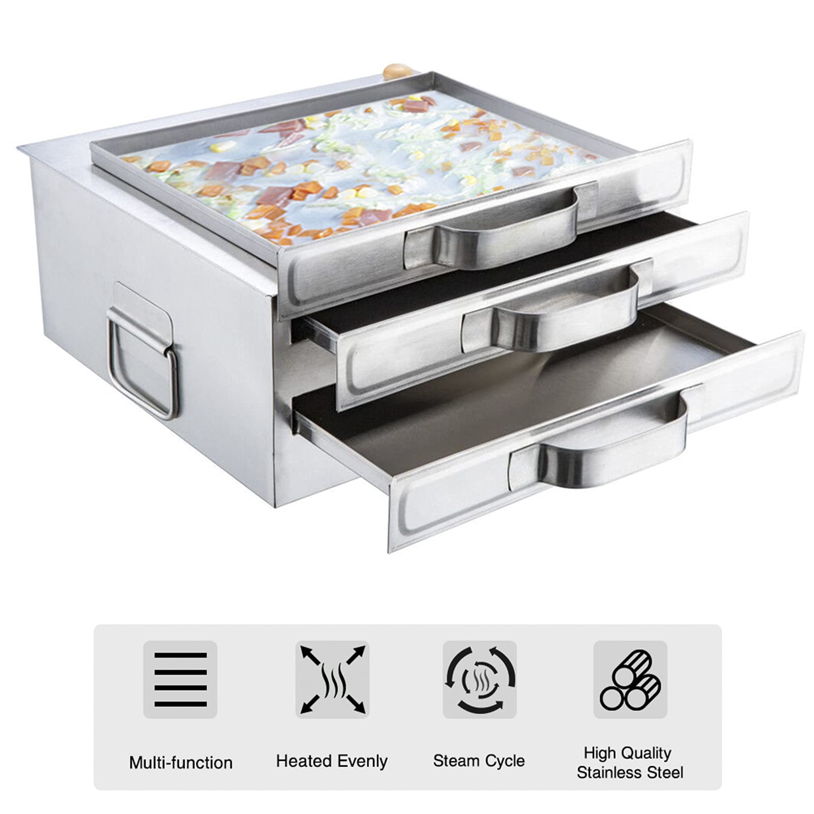 Rotolo di pasta di riso SteamerChafen Macchina 304 in acciaio inossidabile per uso alimentare vassoio extra incluso Vermicelli al vapore Roll Maker per autentico divertimento Cheo a casa