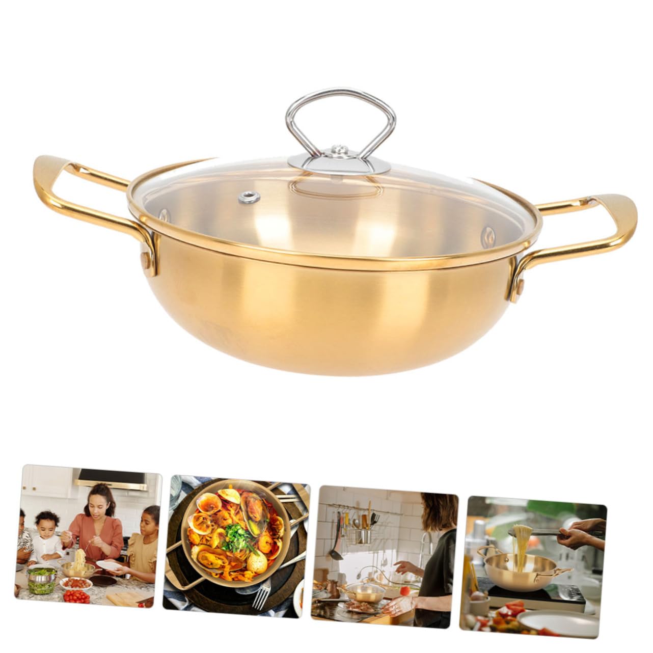 Pentola per Stufato Smaltata, 2 Pezzi di Pentole da Cucina, Pentola per Stufato con Coperchio, Mini Pentola per Noodles, Pentola per Cottura A Vapore Cinese, Pentola per