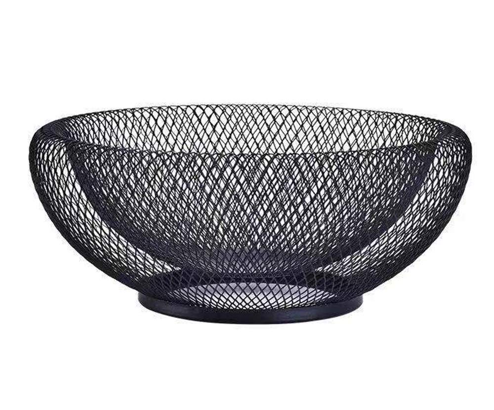 LittleMU Metal Mesh Countertop Fruit Basket Small Candy Bowl Black Round Decorative Bowl for Kitchen Counter - 10 Inches