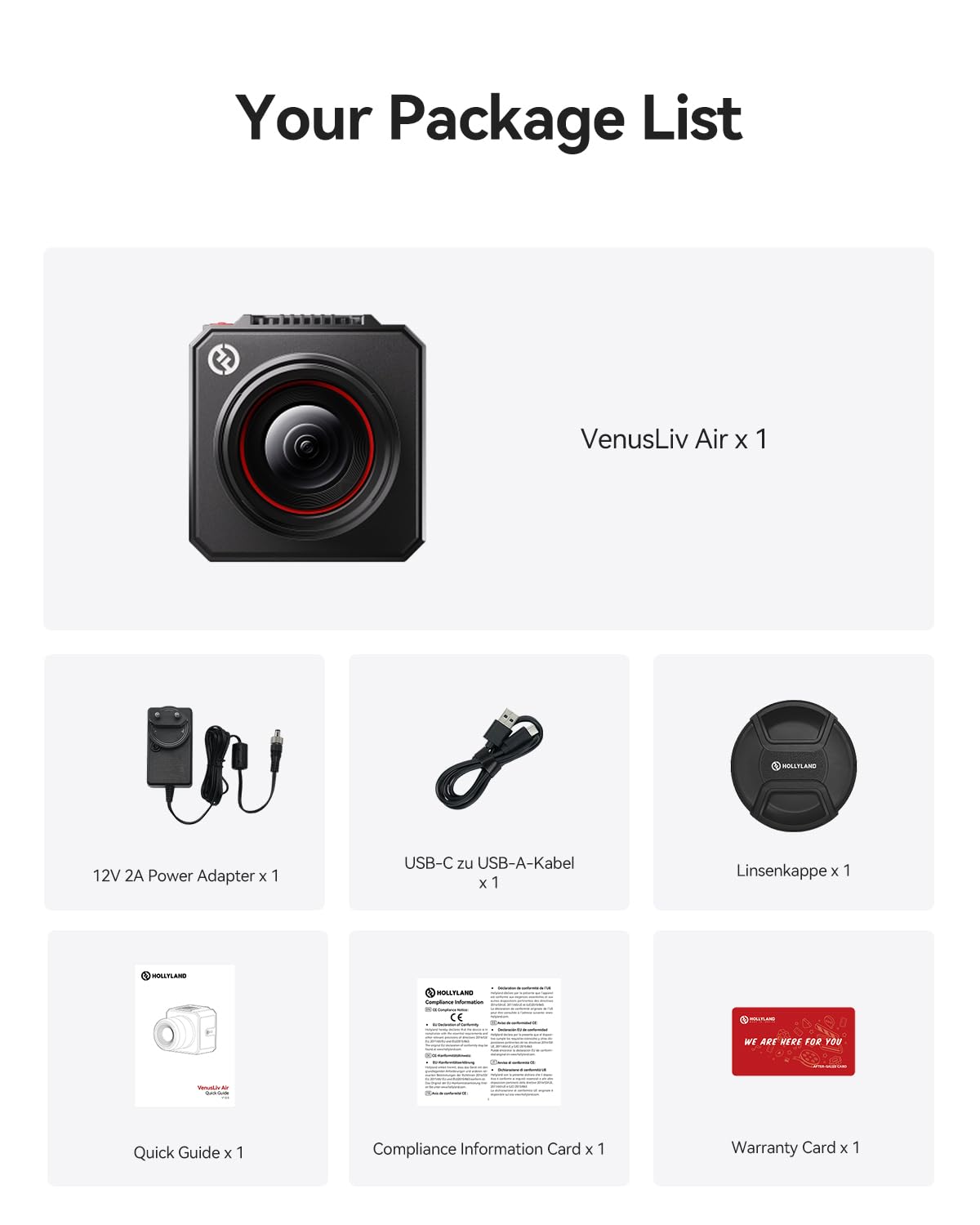 Hollyland VenusLiv Air Livestreaming-Kamera,1/1,3-Zoll-CMOS & F1.05 Objektiv,4K30p Video,UVC/HDMI-Ausgang,KI-Optimierung, Green-Screen, Hautverfeinerung, Farbkorrektur,Ideal für 24/7-Streaming