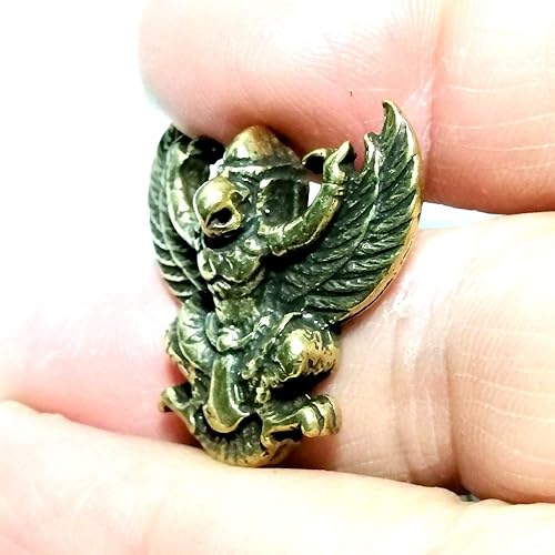 Miniatura 7 de Figura coleccionable de amuleto de Buda tailandés, escultura Phar LP Monje Garuda "KRUT" pájaro estatuilla de latón Power Magic Charm Mercy Prevent