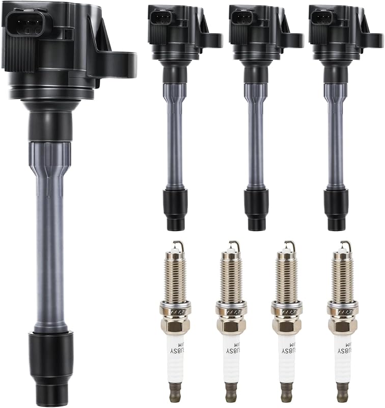 Kit de bobinas de ignição Motorevo UF781 com velas de irídio para Honda e Acura – 4 bobinas + 4 velas