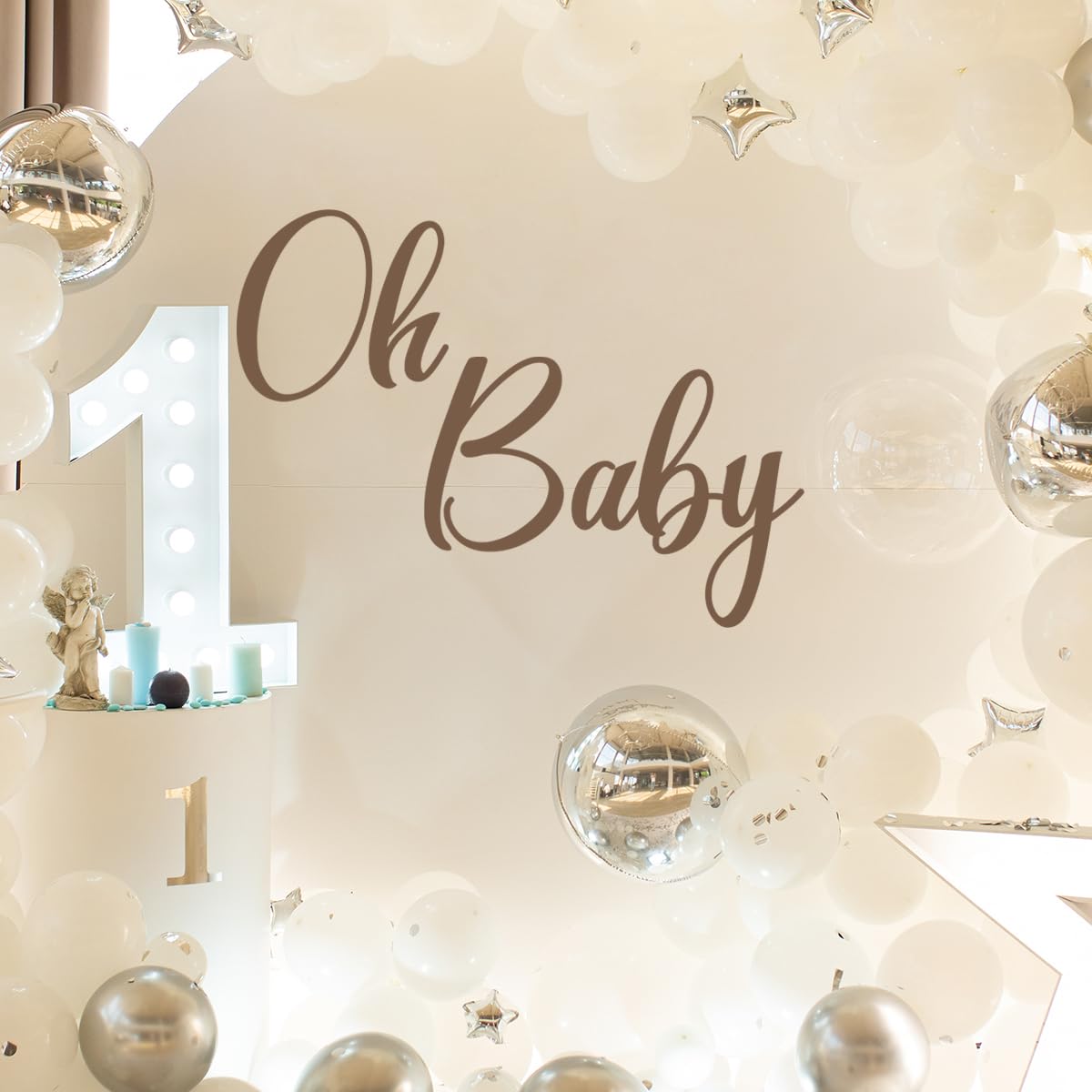Oh Baby Decal Sign For Backdrop - Gold Large Baby Shower Decor, Gender Neutral, With Transfer Paper - View #5