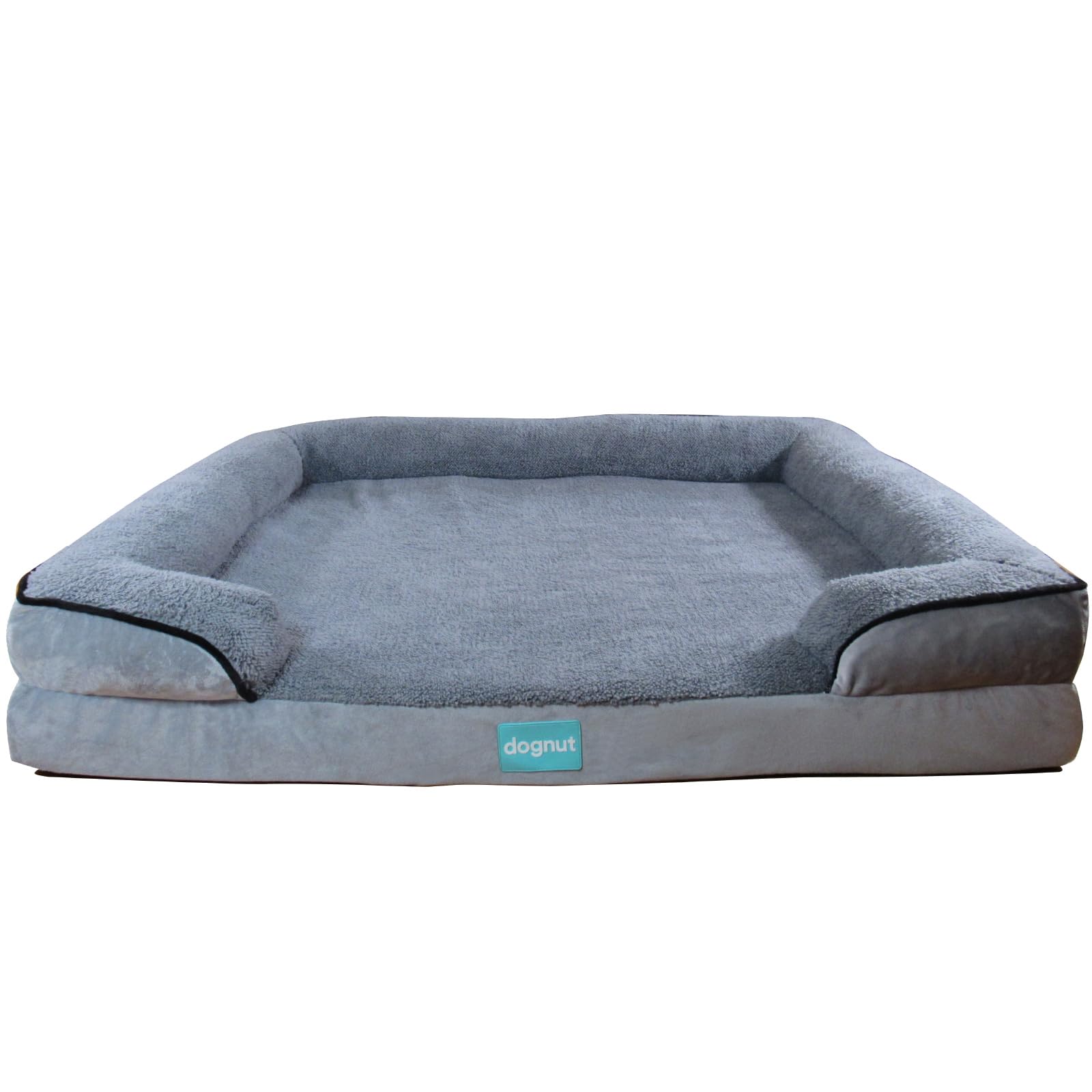 dognut, Cama Ortopédica para Perros, Extra Grande, Gris/Negro, c/Cubierta fácil de Lavar, Sofá c/Excelente Soporte, Revestimiento Impermeable y Antideslizante - X-Large