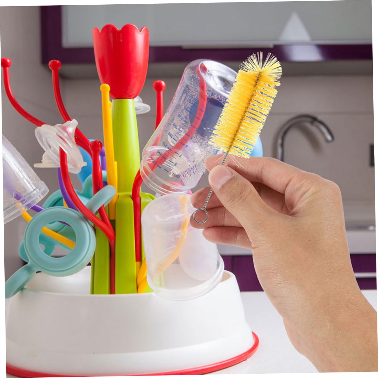 GLEAVI 48pezzi Spazzole Per Bottiglie Multi- Spazzole Per Bottiglie Inossidabile e Silicone Per Utensili