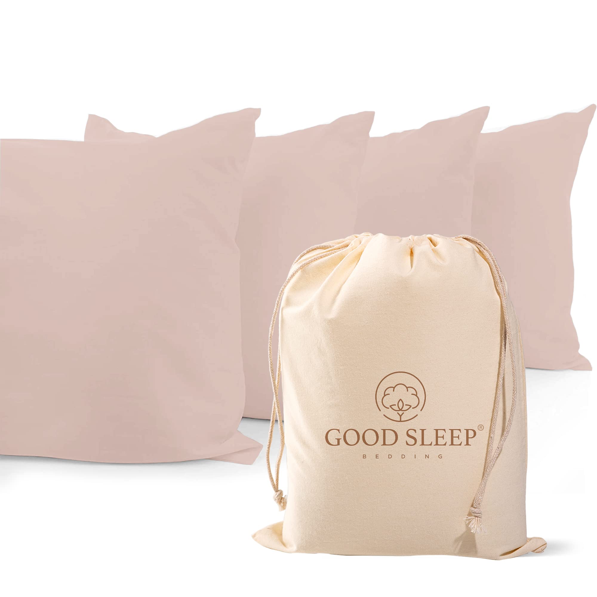 Lot de 4 taies d'oreiller 1000% Coton égyptien 1000% Coton égyptien à Longues Fibres et Tissage satiné, Doux et Soyeux pour Un Sommeil Confortable, Ajustement Parfait