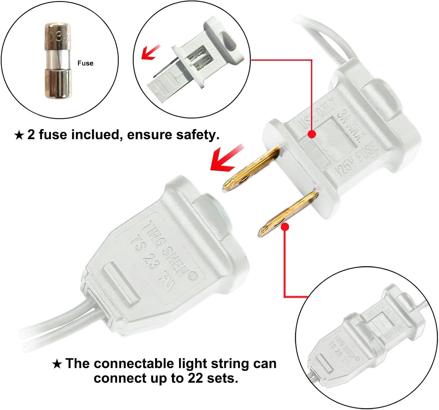 Multicolor LED Christmas Lights - 2 Pack 100 Count Multi-Colored Christmas String Lights for Tree, Party, Wedding, Holiday, Indoor/Outdoor Decor, 2 Sets 33 Feet White Wire, UL Certified, Connectable