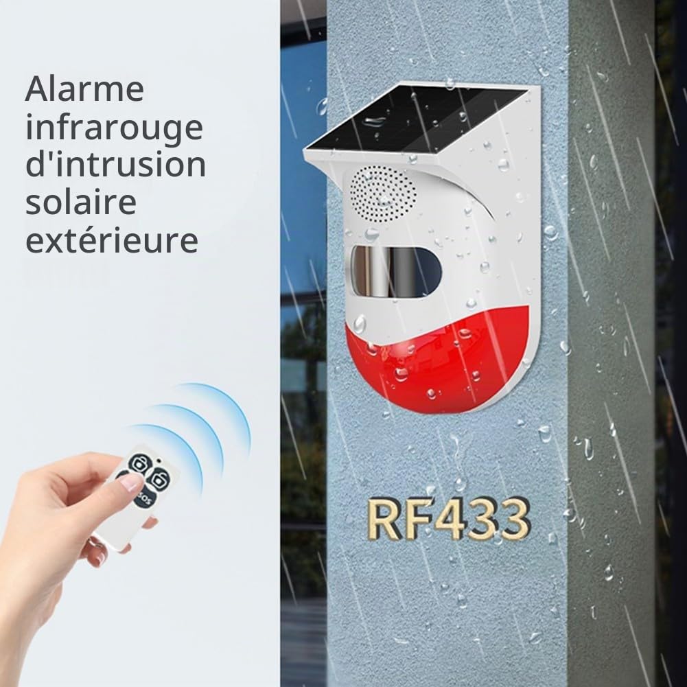 Alarme de détection de mouvement sans fil, alarme de sécurité domestique, détecteur de mouvement, alarme extérieure 120 dB avec télécommande