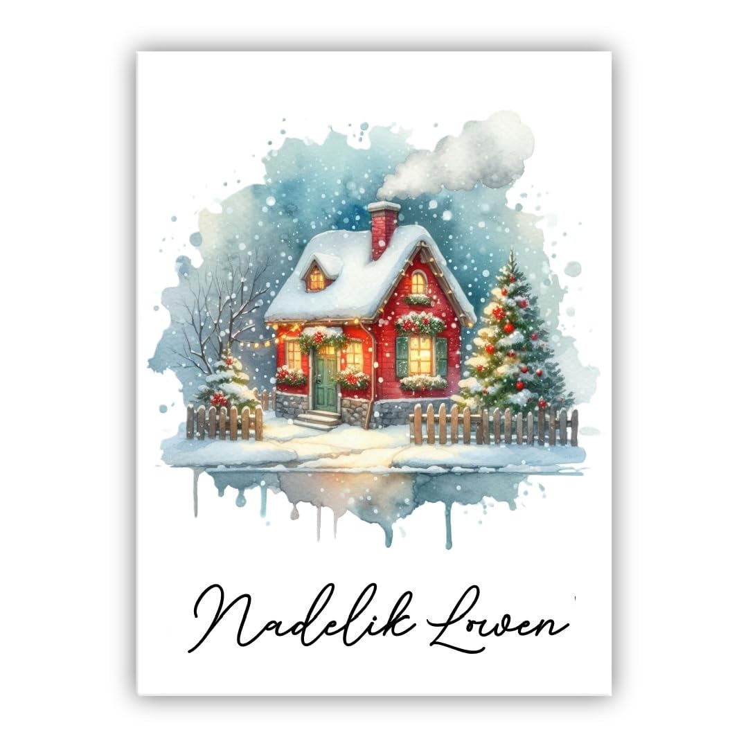 Multilingual Christmas Card - Merry Christmas Card in different languages – Christmas Greeting for Friends & Family (• Cornish – Nadelik Lowen)