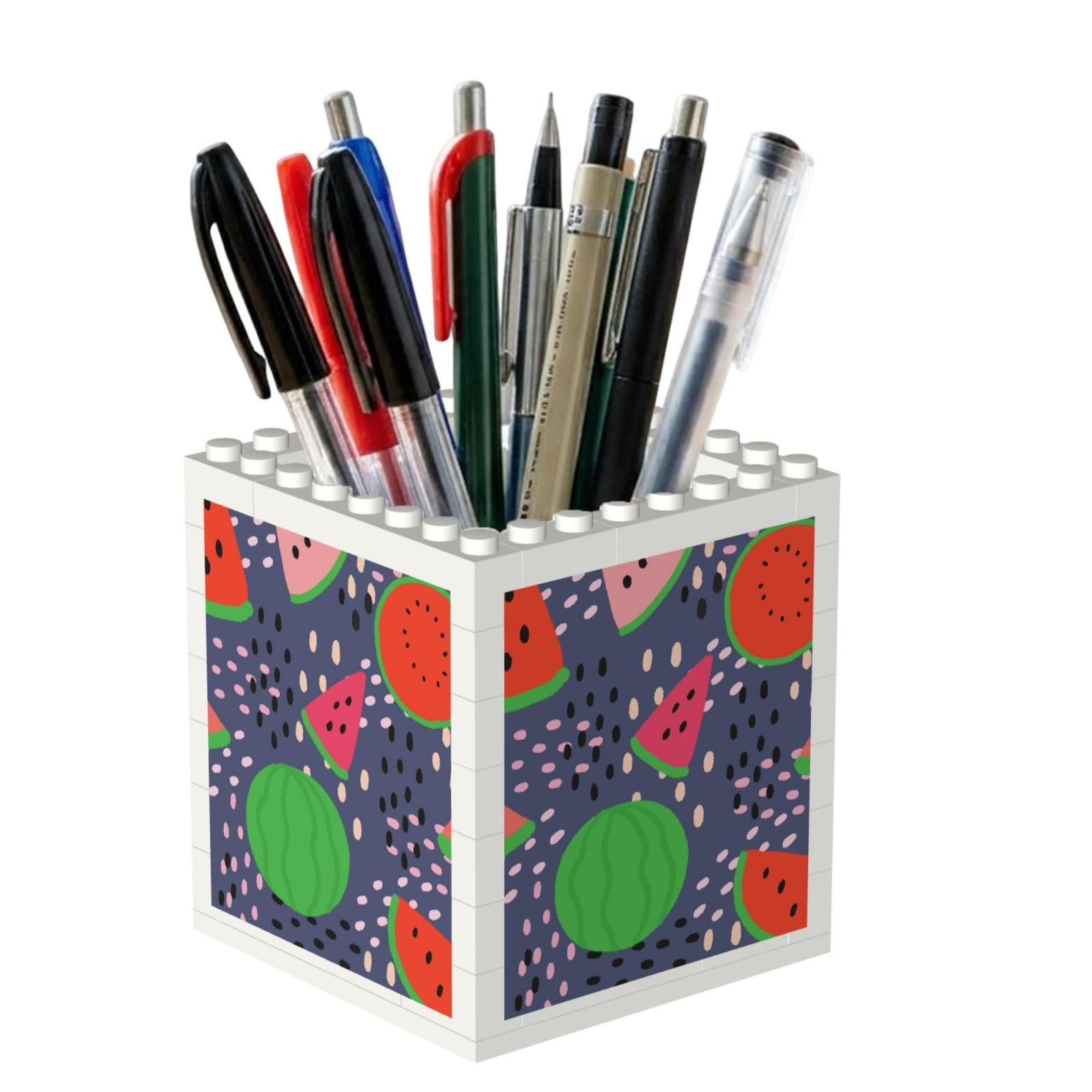 Poadnly Summer Fruit Watermelon Design, Pen Pot Pencil Holder for Office Home School, Compact Desk Organiser for Office Stationery