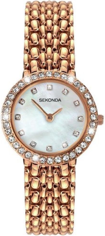SekondaLadies' Rose Gold Plated Stone Set Bracelet Watch, bracelet