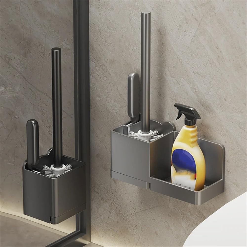 szczotka do WC z okrągłą główką Szczotka toaletowa do użytku domowego bez martwego kąta, montowana na ścianie plastikowa szczotka toaletowa, do akcesoriów łazienkowych WC Wyjmowany zestaw szczotek do