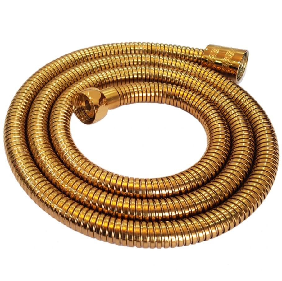 Set Tubo flessibile doccia dorato 2 mt, laccio ricambio doccetta oro in ottone, laccetto vasca doccino bagno 200 cm attacco G1/2