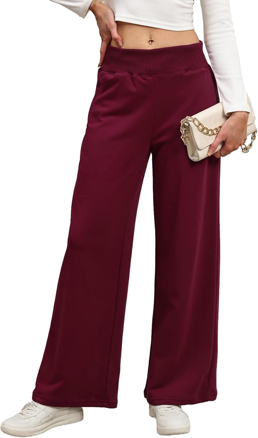 Sweetmoon Wide Leg Sweatpants Women High Waisted Sweat Pants Baggy Lounge Pants Women Travel Girls Joggers with Pockets - Image 3