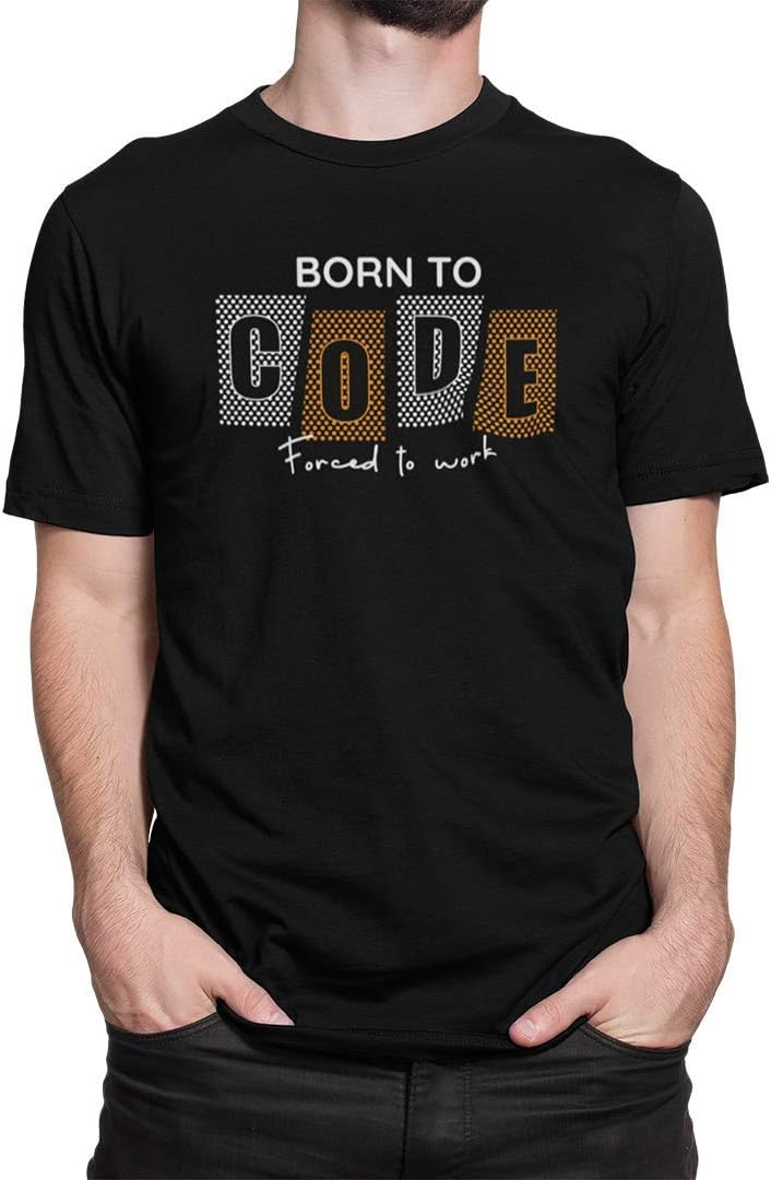DUDEMEBorn to Code T-Shirt, 100% Cotton T-Shirts for Programmer, Coding, Developer, Software Mens, Round Neck T Shirts for Women, Half Sleeve Tshirt for Men