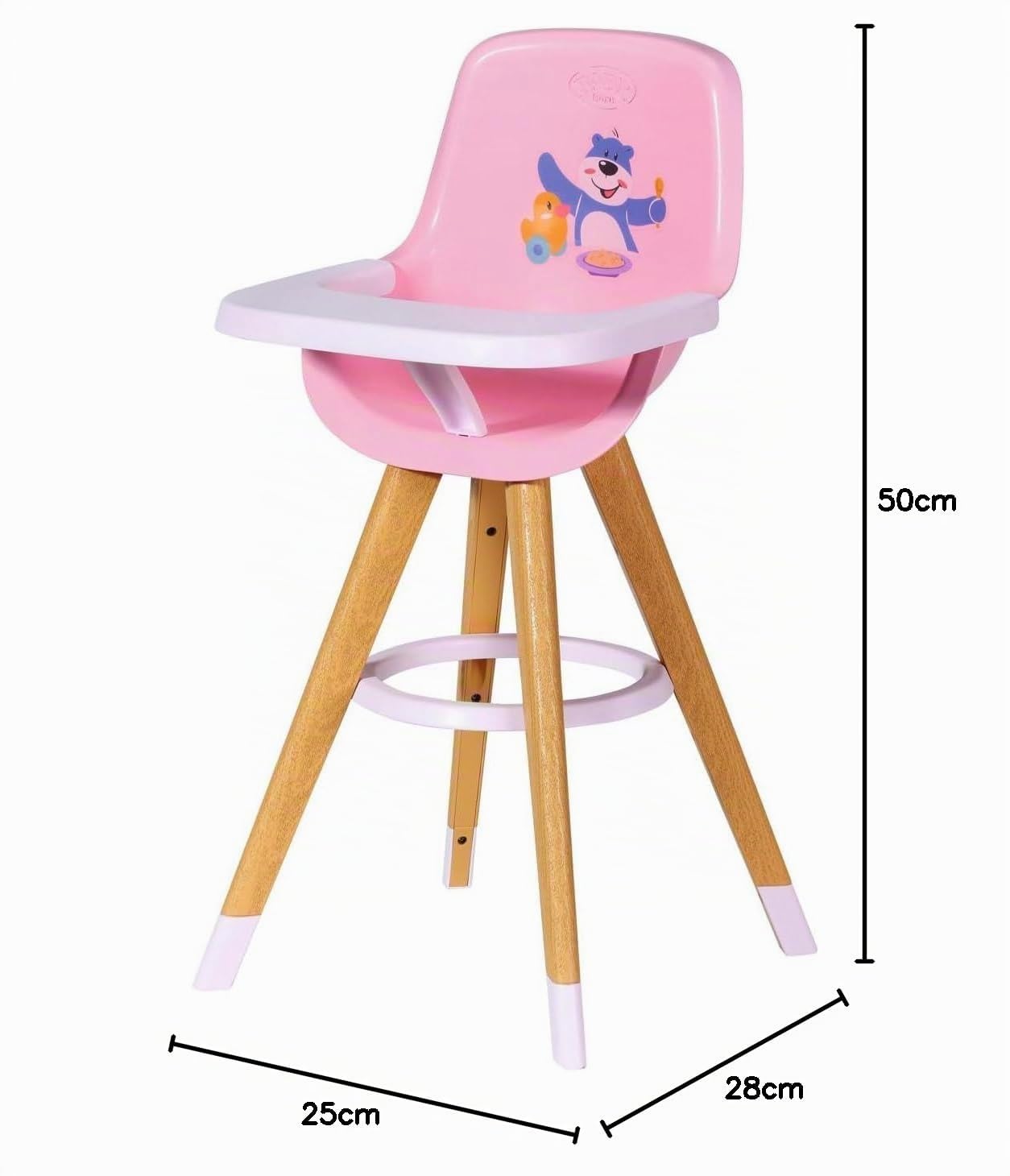 BABY born chaise haute - Chaise pour poupée au look bois moderne - Accessoires pour poupées de haute qualité - Convient aux enfants à partir de 3 ans
