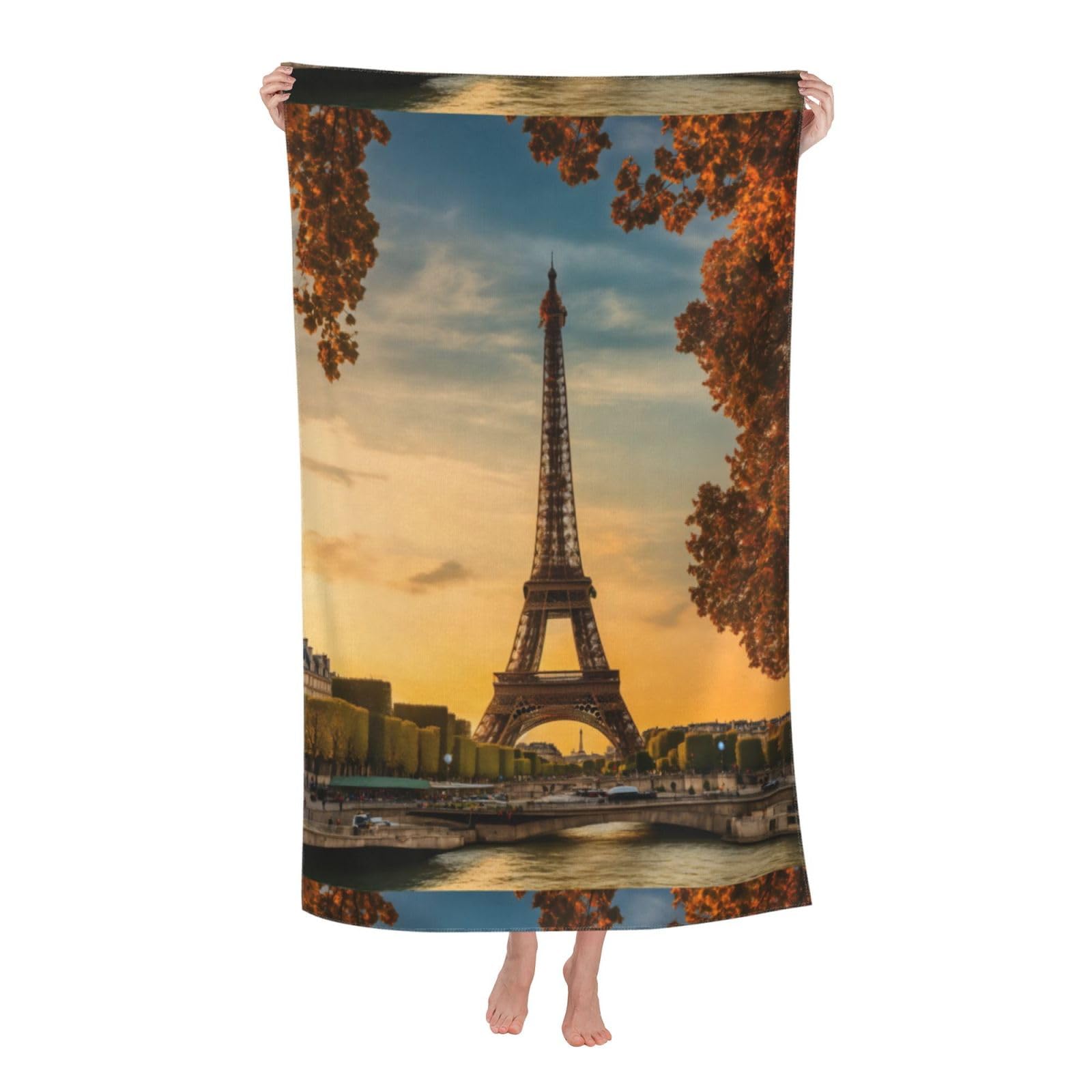 Cbaaghh Eiffel Tower Paris Autumn Print Adult Beach Towels,Beach & Pool Towel,Beach Towels,Towels For Camping
