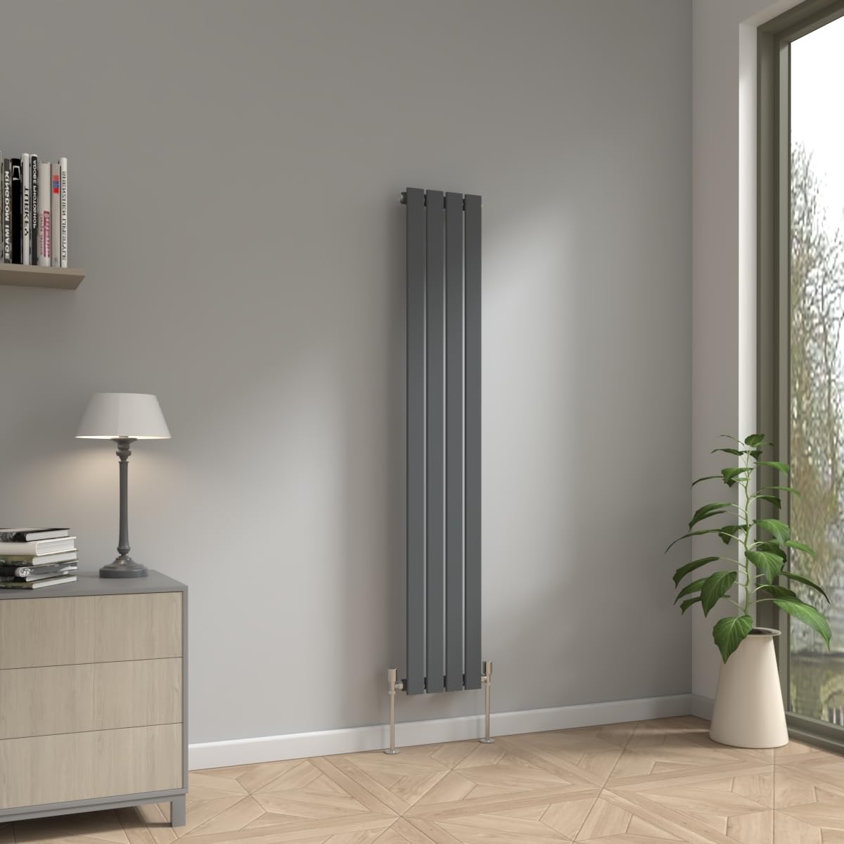Nrg 1600 X 272Mm Vertical Column Designer Radiator Single Flat Panel Heater Central Heating Rads