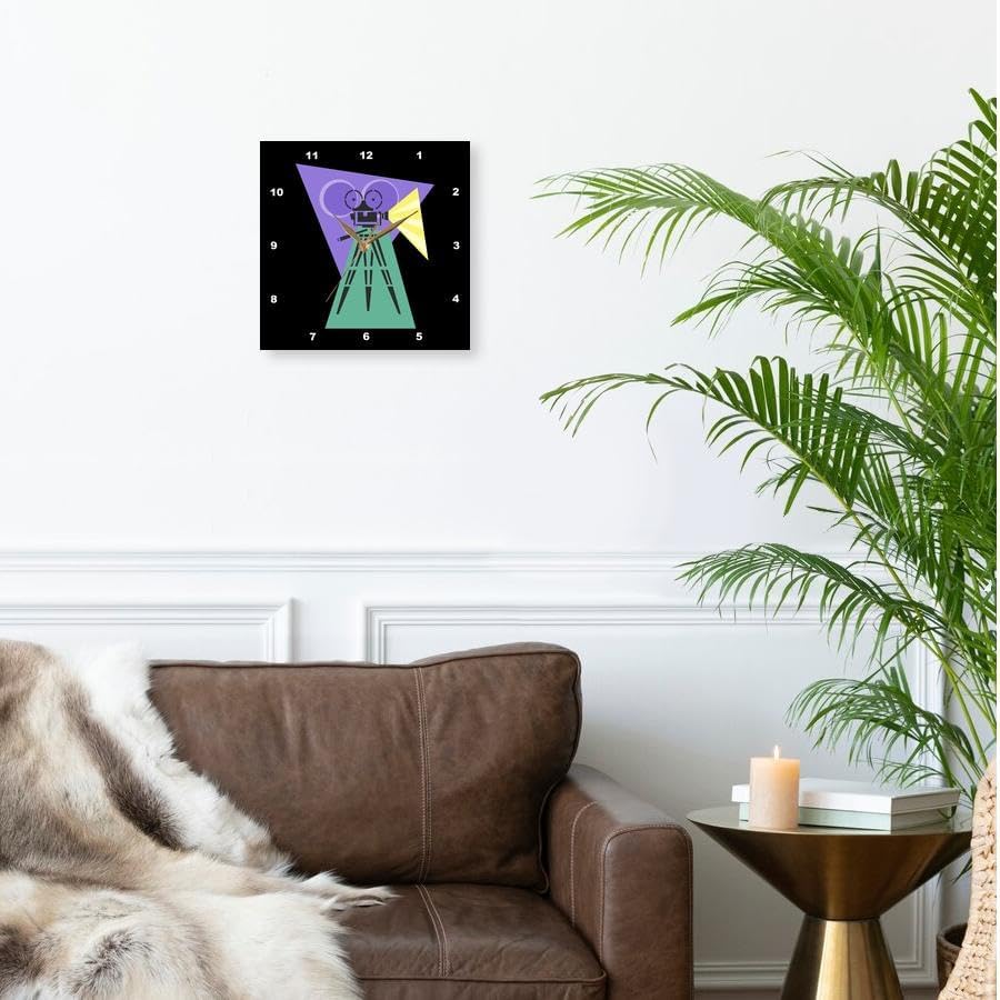 Miniatura 2 de 3dRose DPP_38376_3 Reloj de pared con cámara de cine retro, 15 x 15 pulgadas