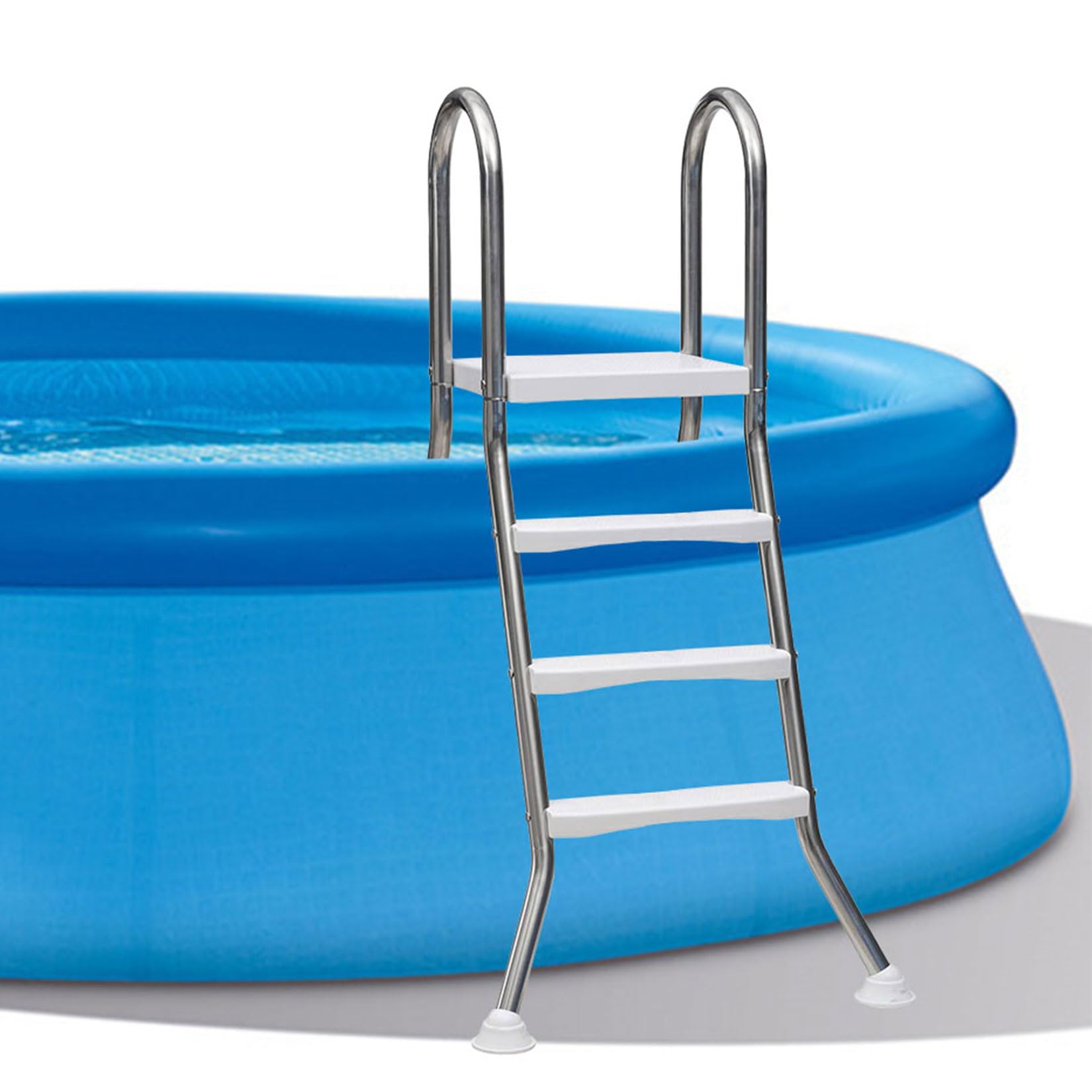 Escalera de Piscina de Doble Cara de 33/43/53/63" de Alto para Nadar sobre el Suelo Capacidad de Carga de 250 kg Marco de Acero Inoxidable 304 con escalones de Doble Cara de plástico,3 Step