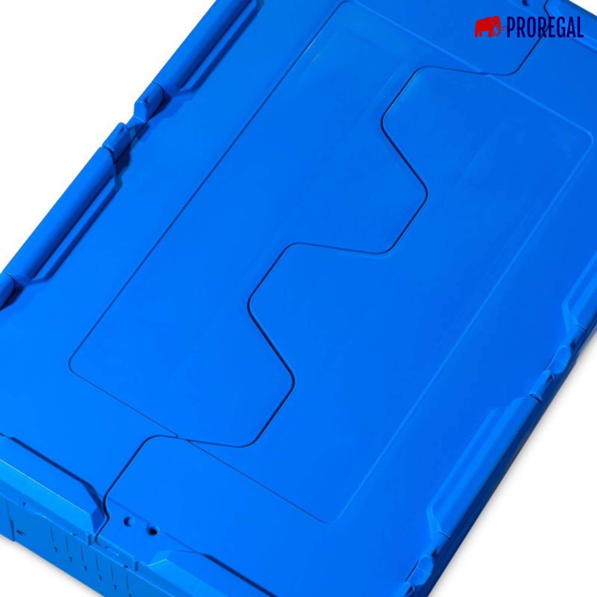 PROREGAL Conical Mehrweg-Stapelbehälter mit Krokodildeckel Blau | HxBxT 34,9x41x61cm | 58 Liter | Lagerbox Eurobox Transportbox Transportbehälter Stapelbehälter