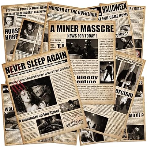 RMMDO Horror Movie Posters 12PCS, Horror Vintage Movie Posters for Room, Scary Movie Posters for Room, Creepy Halloween Horror Decor Cover