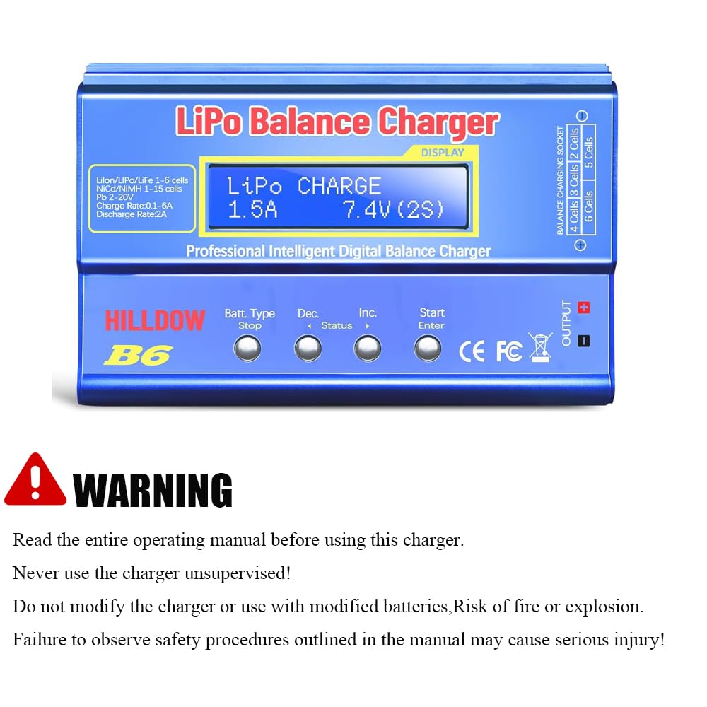 B6 ładowarka do akumulatorów równowagi, 80 W Lipo-Balance z zasilaczem sieciowym do NiMH (1-15s), LiPo/litowo-jonowy/Life (1-6s), RC-Hobby-ładowarka, złącza XT-60/JST/T