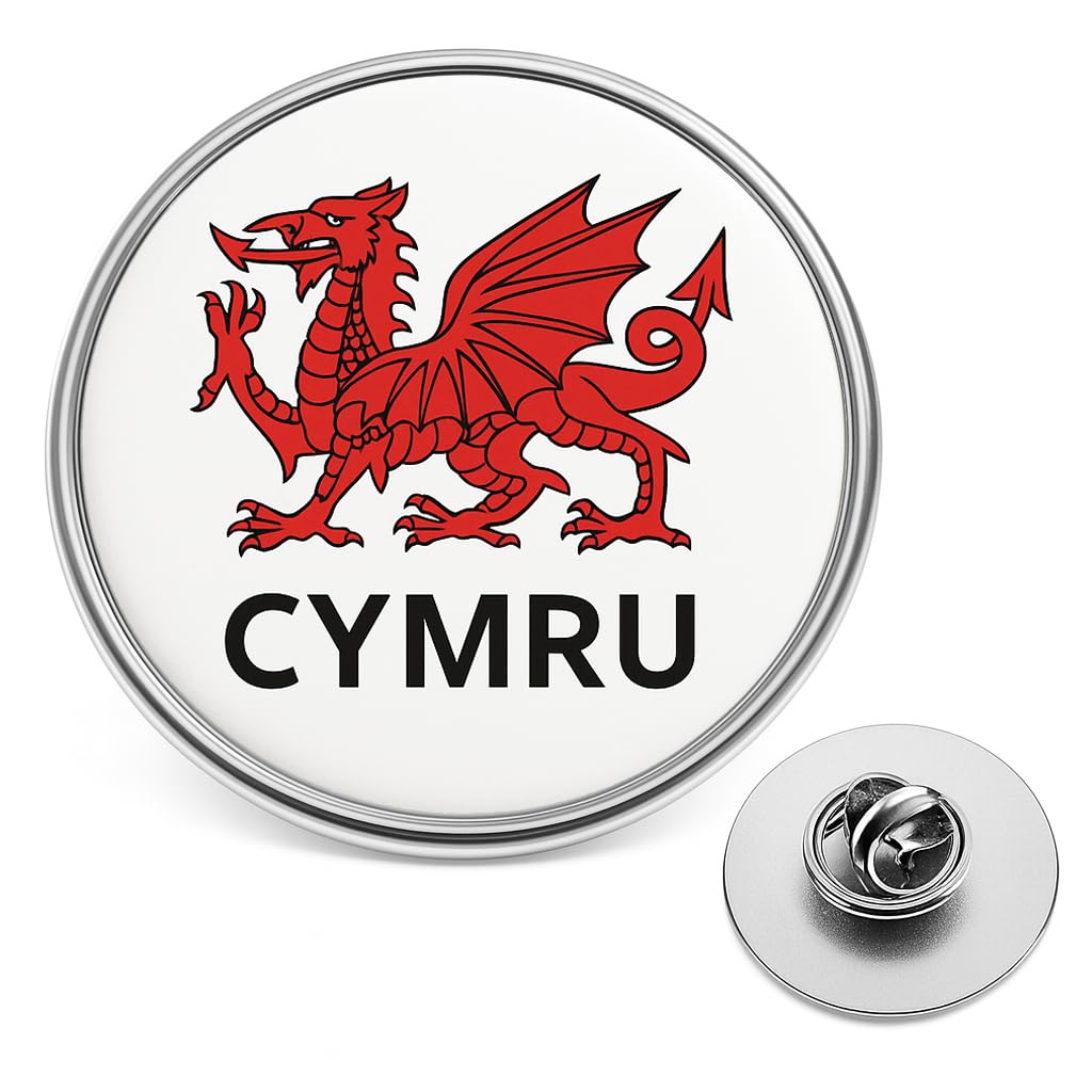 Welsh Lapel Pin Badge – Cymru Red Dragon & Flag Brooch (20mm) – Patriotic Wales Collectable for Remembrance, National Events, Football & Welsh Pride Gift Souvenir (Cymru Dragon)