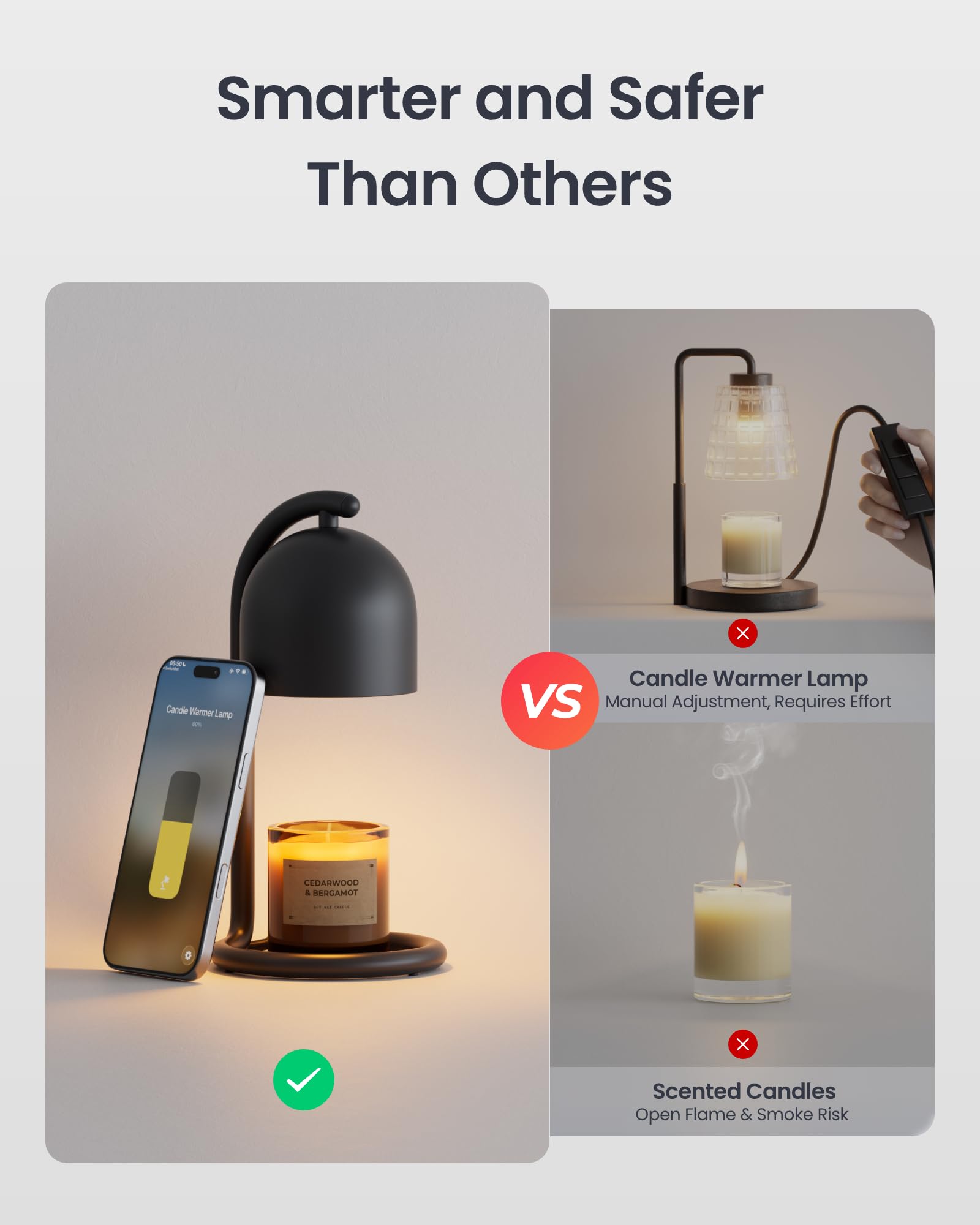 SwitchBot inteligentna lampa do podgrzewania świec, elektryczna lampa zapachowa z timerem i ciemnieniem, kompatybilna z Matter dla Apple Home i Alexa, lampa do podgrzewania świec na urodziny