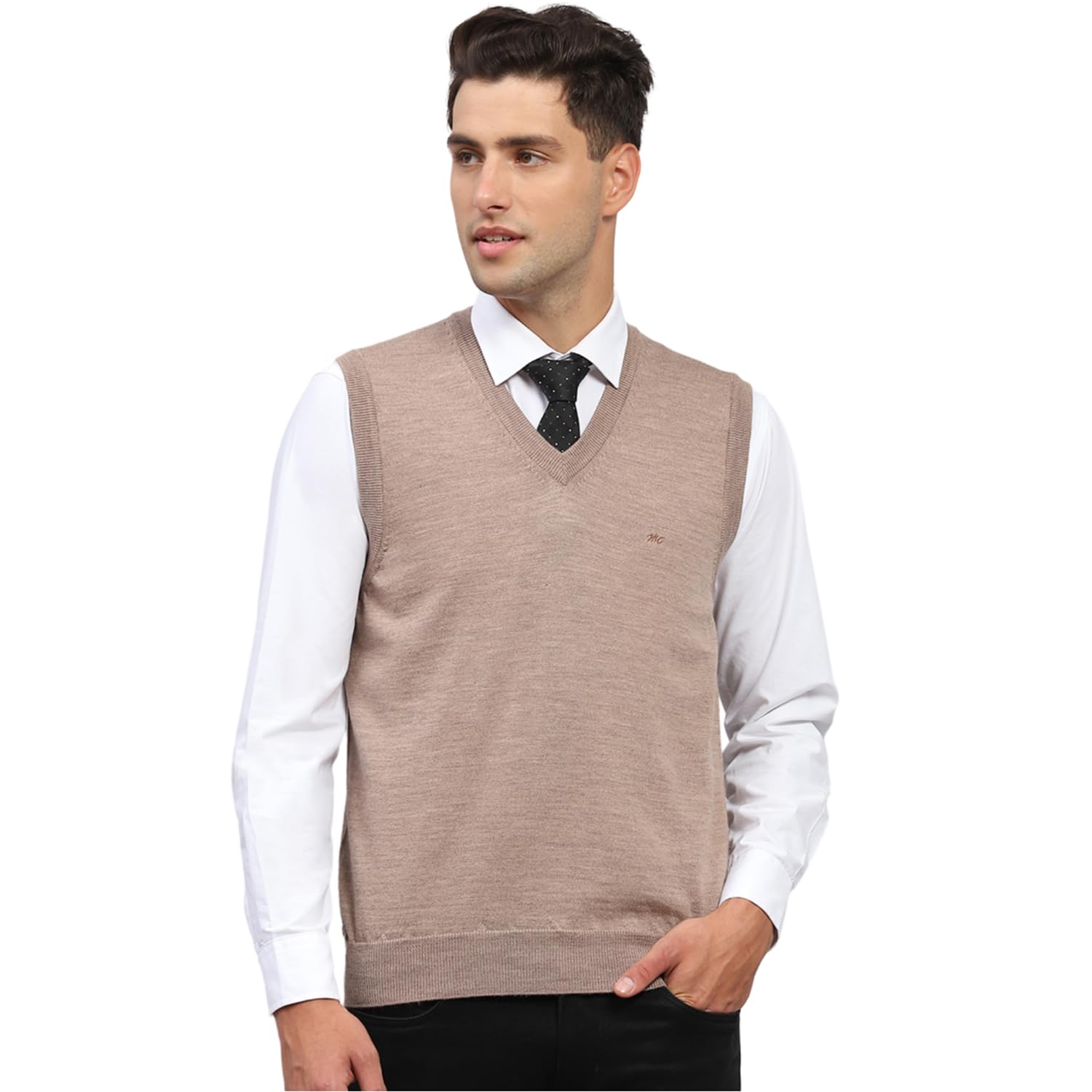 Mens Solid V Neck Sleeveless Sweater (1230510SL)