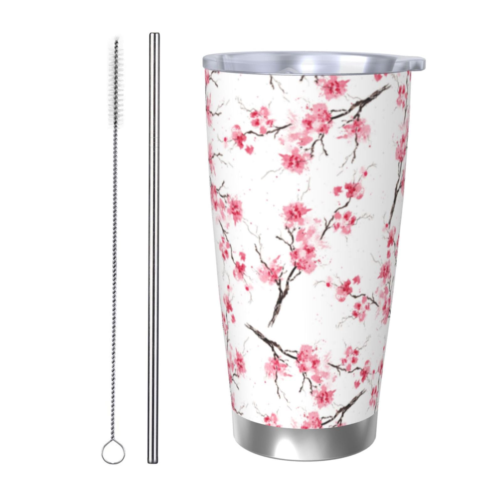 Cherry Blossom Tumbler 20oz Floral Stainless Steel Vacuum Insulated Tumblers with Lid and…