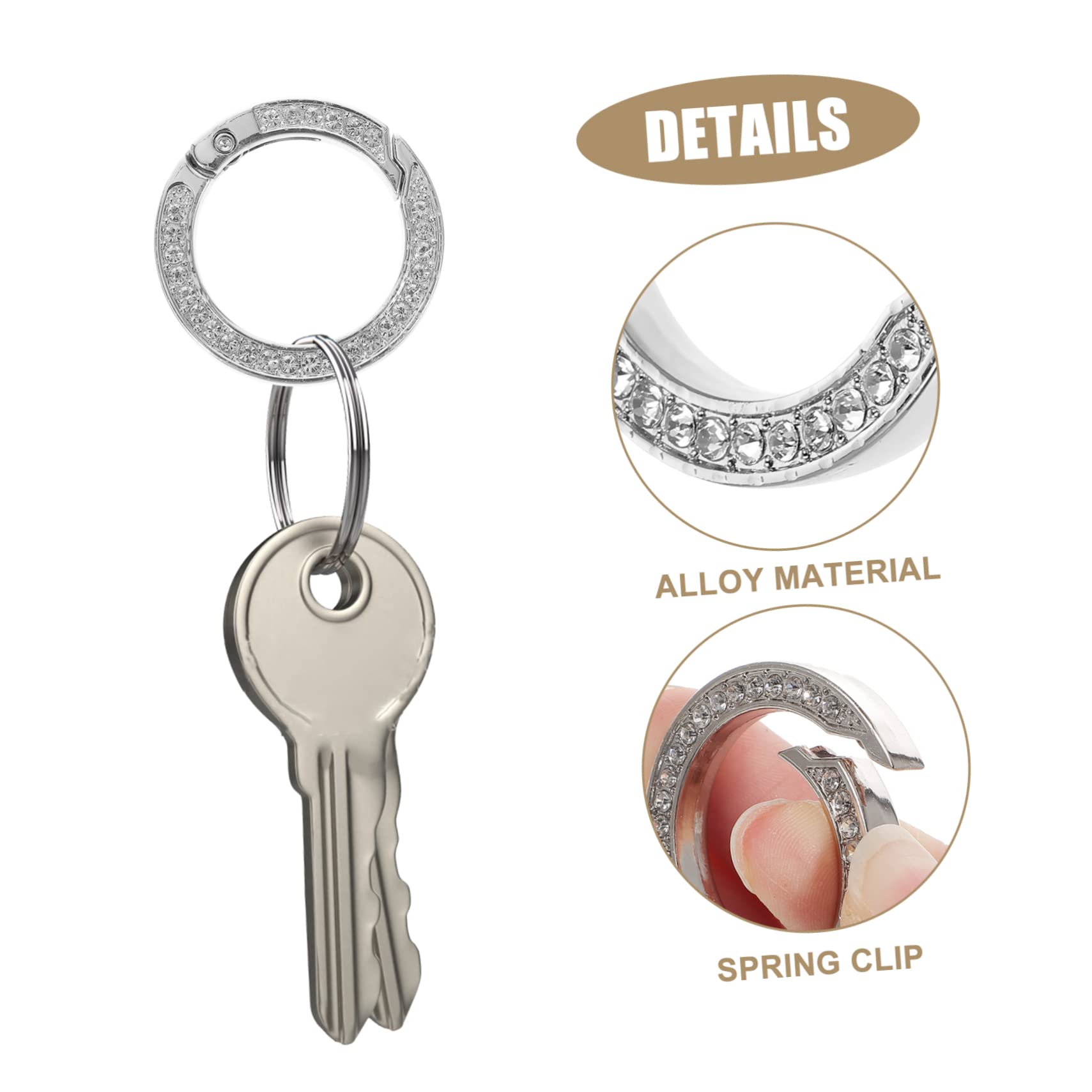 ABOOFAN 10pcs Diamond Key Ring Metal Rings Metal Buckle Rhinestone Ribbon Buckles Bag D s for Purse Bag Rhinestone Purse Snap Hook Alloy - Image 2