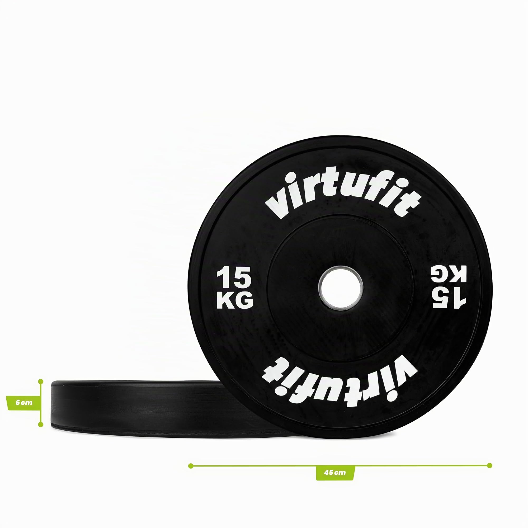 VirtuFit Hi-Temp Bumper Plate – Disco olímpico de goma – 50 mm – 15 kg