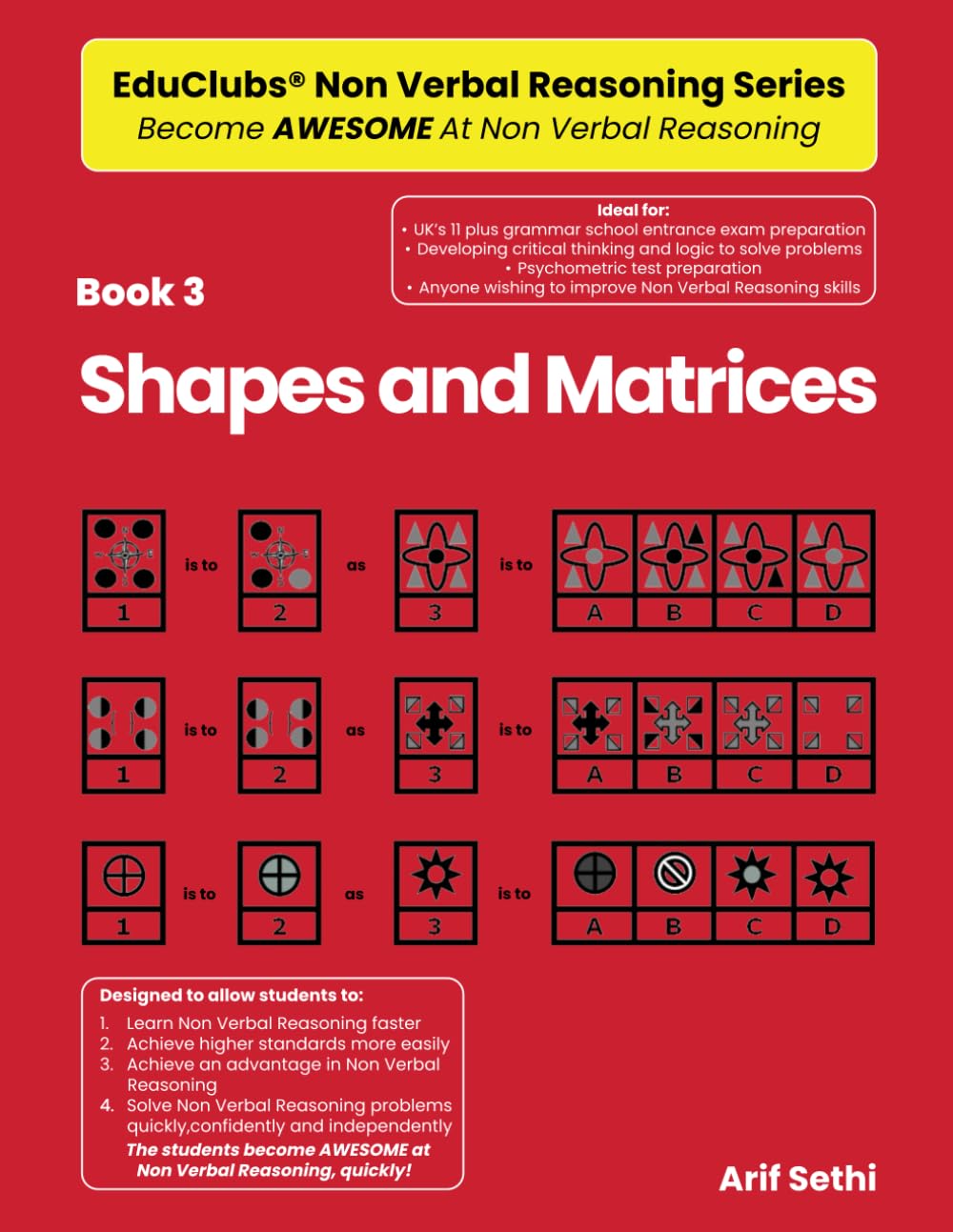 Book 3 - Shapes and Matrices (EduClubs Non Verbal Reasoning Series)